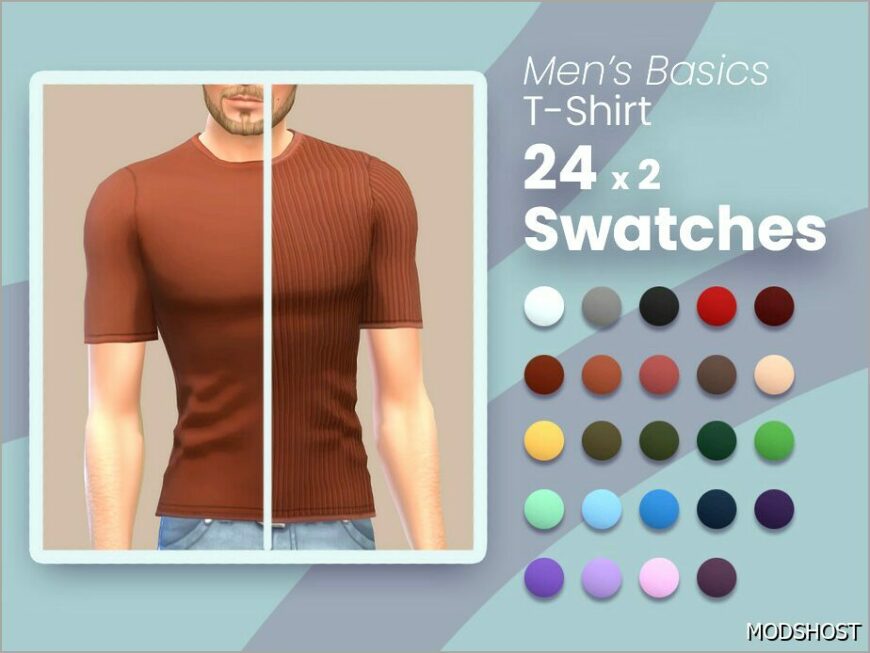 Sims 4 Male Clothes Mod: T-Shirt Solid – Men’s Basics (Featured)