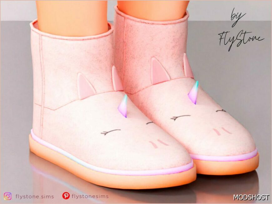 Sims 4 Female Shoes Mod: Child Unicorn Boots (Featured)