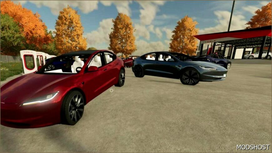 FS22 Tesla Car Mod: Model 3 2024 Long Range V2.6 (Featured)