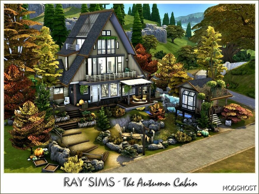 Sims 4 House Mod: The Autumn Cabin (Featured)