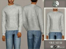 Sims 4 Jeans Clothes Mod: Alexandar Knitted Sweater (Adult) (Featured)