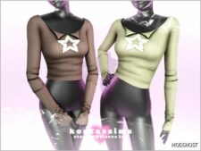 Sims 4 Female Clothes Mod: Star Long Sleeve TOP (Featured)