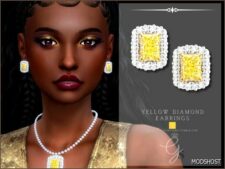 Sims 4 Female Accessory Mod: Yellow Diamond Earrings (Featured)