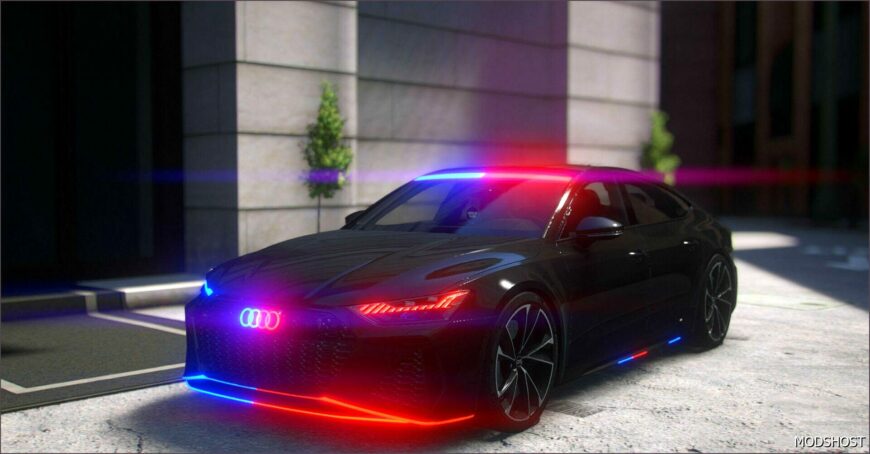 GTA 5 Audi Vehicle Mod: RS7 C8 Police Modern Lights (Featured)