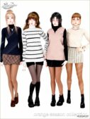 Sims 4 Female Clothes Mod: ☾ Orange Season Collection✰ (Featured)