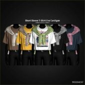 Sims 4 Male Clothes Mod: Short Sleeve T-Shirt II W Cardigan (Featured)