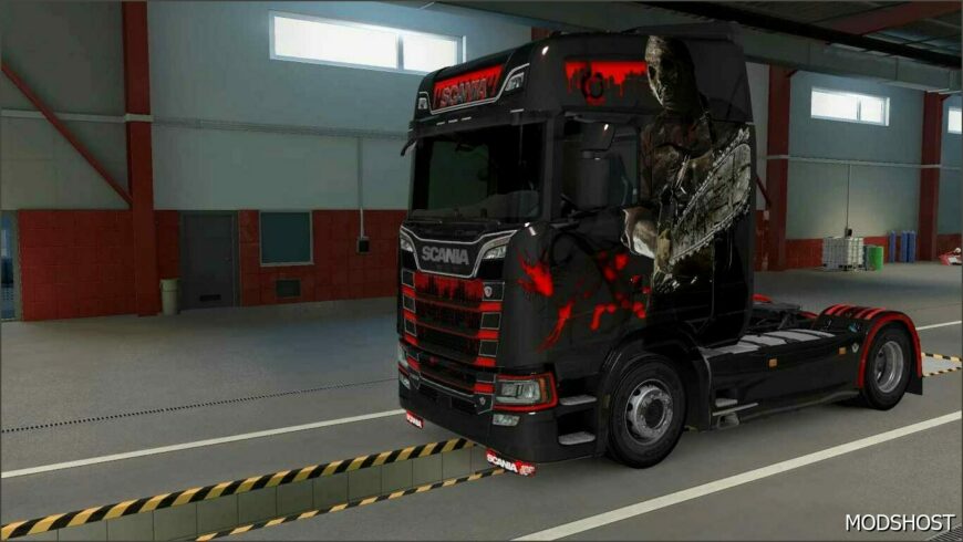 ETS2 Scania Skin Mod: LeatherFace for Scania S Highline (Featured)