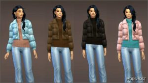 Sims 4 Female Clothes Mod: Snowflake and Solid Bubble Puff Jacket by Ecstatic_Payne79 (Image #2)