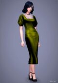 Sims 4 Female Clothes Mod: Eloise Velvet Dress (Image #3)