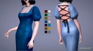 Sims 4 Female Clothes Mod: Eloise Velvet Dress (Image #6)