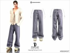 Sims 4 Male Mod: Clothes SET431 – Knit Cardigan C1472 and Wide-Leg Trousers C1473 (Image #2)