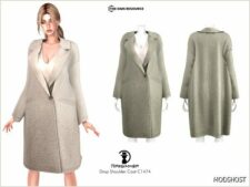 Sims 4 Female Clothes Mod: Drop Shoulder Coat C1474 (Featured)