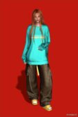 Sims 4 Female Clothes Mod: Sweatshirt W Lace-Up Back (Image #3)