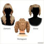 Sims 4 Female Mod: Damaris, Pentagram and Eloisa Hairstyle (Image #2)