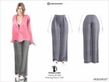 Sims 4 Female Mod: Clothes SET428 – Knit Cardigan C1468 and Wide-Leg Pants C1469 (Image #2)