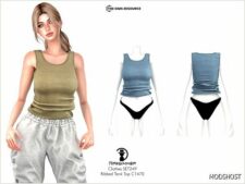 Sims 4 Female Mod: Clothes SET430 – Ribbed Tank TOP C1470 and Side Shirring Jogger C1471 (Featured)