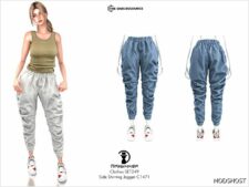 Sims 4 Female Mod: Clothes SET430 – Ribbed Tank TOP C1470 and Side Shirring Jogger C1471 (Image #2)