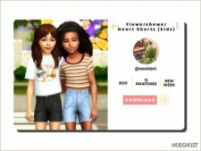 Sims 4 Female Clothes Mod: Flowershower Heart Shorts Kids Conversion (Featured)