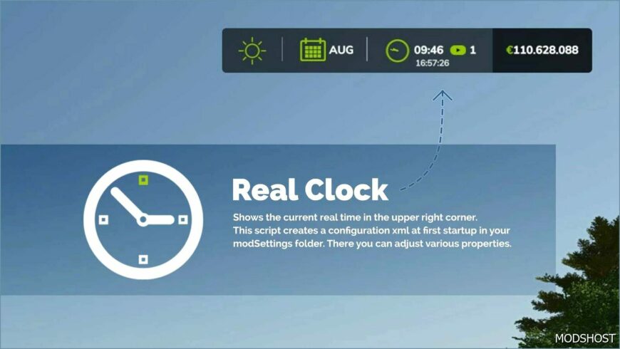 FS25 Mod: Realclock Mod (Featured)