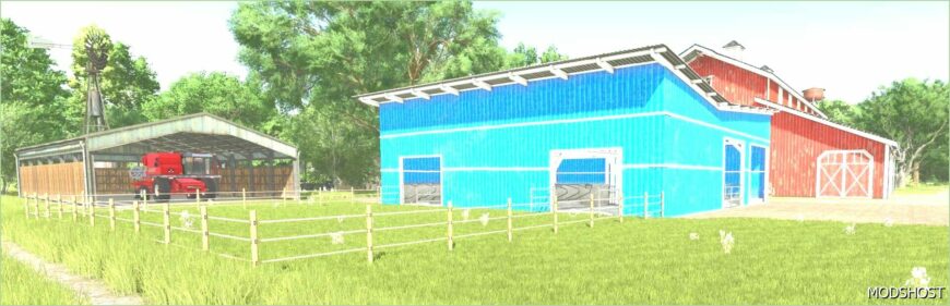 FS25 Building Mod: Cowbarn Blue (Featured)