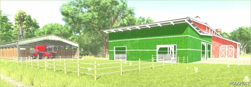 FS25 Building Mod: Cowbarn Green (Featured)