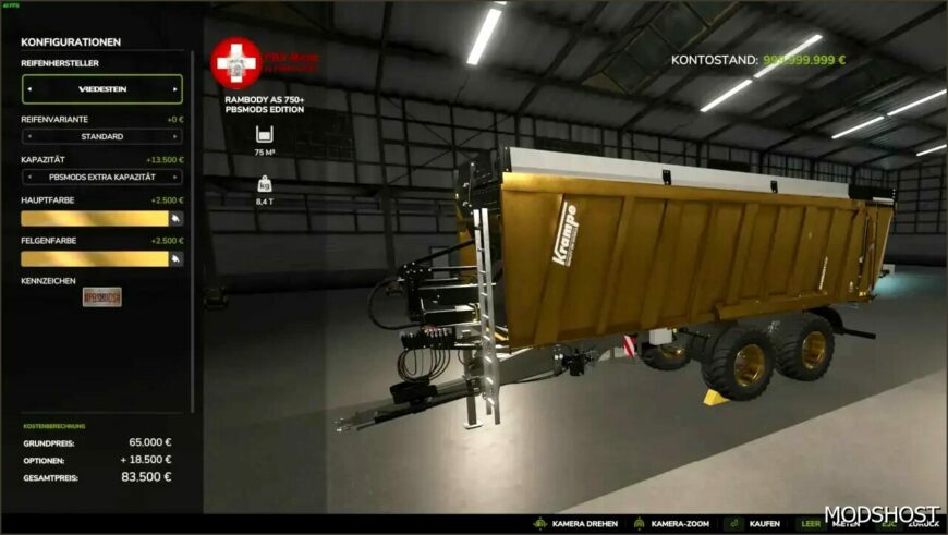 FS25 Trailer Mod: Rambody as 750+ Pbsmods Edition V1.0.1 (Featured)