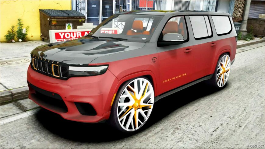 GTA 5 Jeep Vehicle Mod: 2024 Jeep Grand Wagoneer Hellhawk on 30 Forgiatos (Featured)