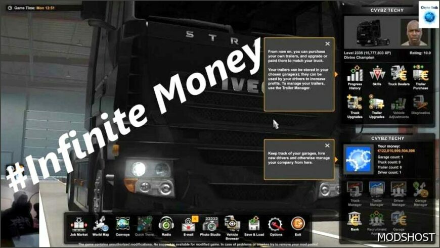 ETS2 Save Mod: Infinity Money and XP 1.53 (Featured)