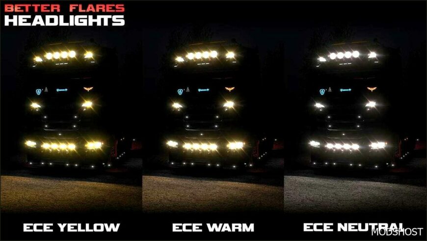 ETS2 Headlights Mod: Better Flares V4.5 1.53 (Featured)