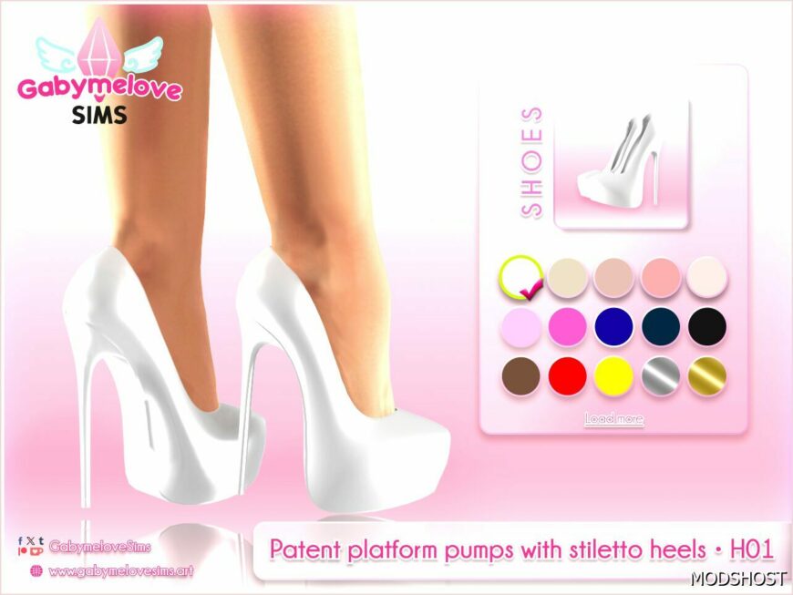 Sims 4 Teen Shoe Mod: Patent platform pumps with stiletto heels • H01 (Featured)